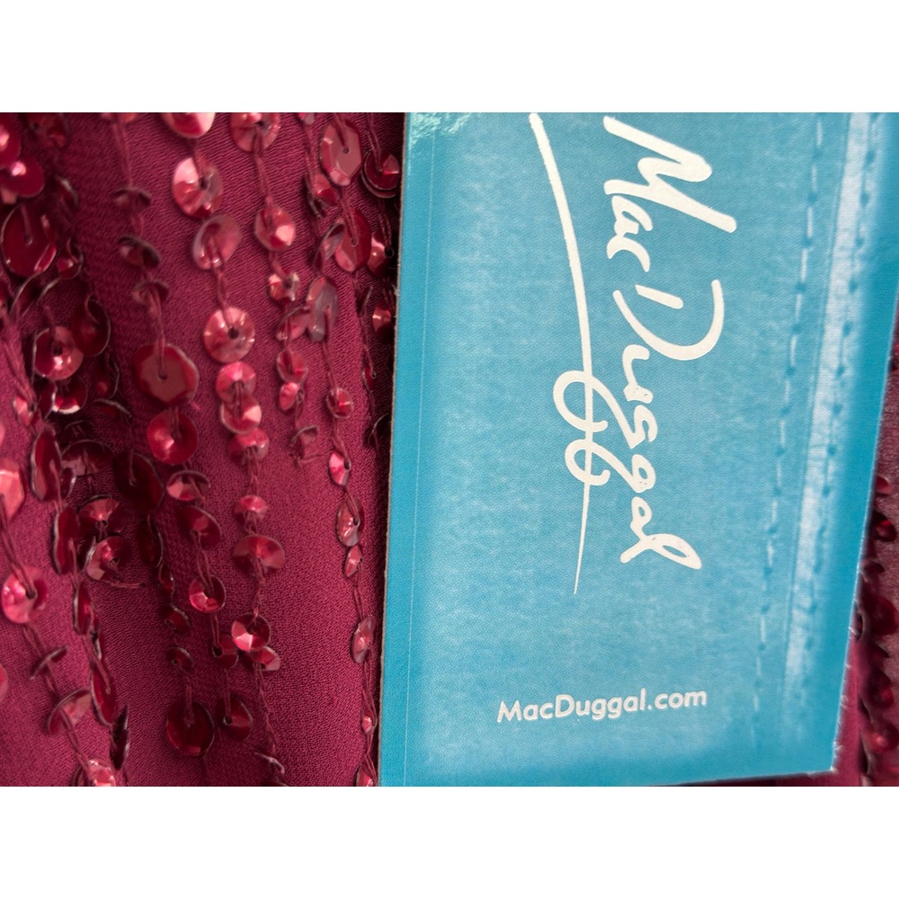 Mac Duggal 10509 Burgundy Beaded Sequin Sheath Sleeveless Cocktail Gown 8 NWT - Picture 13 of 16